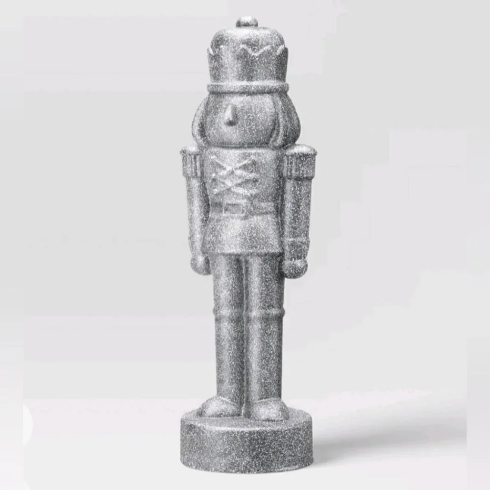 New Target 2024 Silver Glittered Christmas Decorative Nutcracker, 11.5 in H